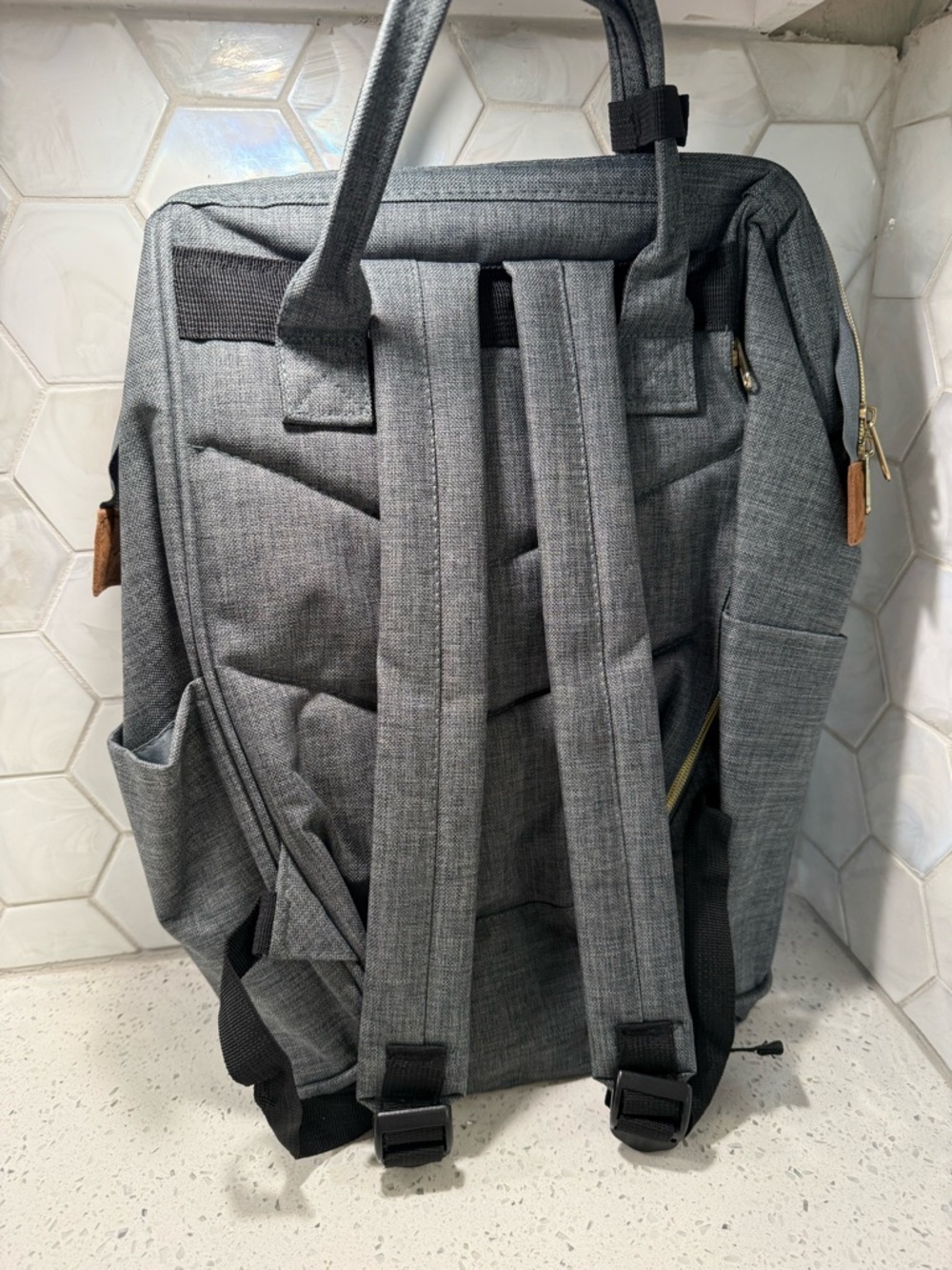 Authentic Anello Classic "Kuchigane" Backpack – Heather Grey NWT Wide Opening - Picture 7 of 11